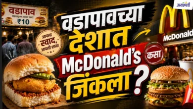 भारतीय बाजारपेठेत यशस्वी होण्यासाठी मॅकडोनाल्ड्सने केलेले बदल दर्शवणारे चित्र, ज्यामध्ये वेगळे शाकाहारी आणि मांसाहारी किचन तसेच भारतीय मेनू दाखवण्यात आला आहे.